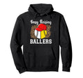 Busy Raising Ballers Softball Baseball Hoodie - Trendy Graphic Unisex - T-Shirt, Sweatshirt, Hoodie