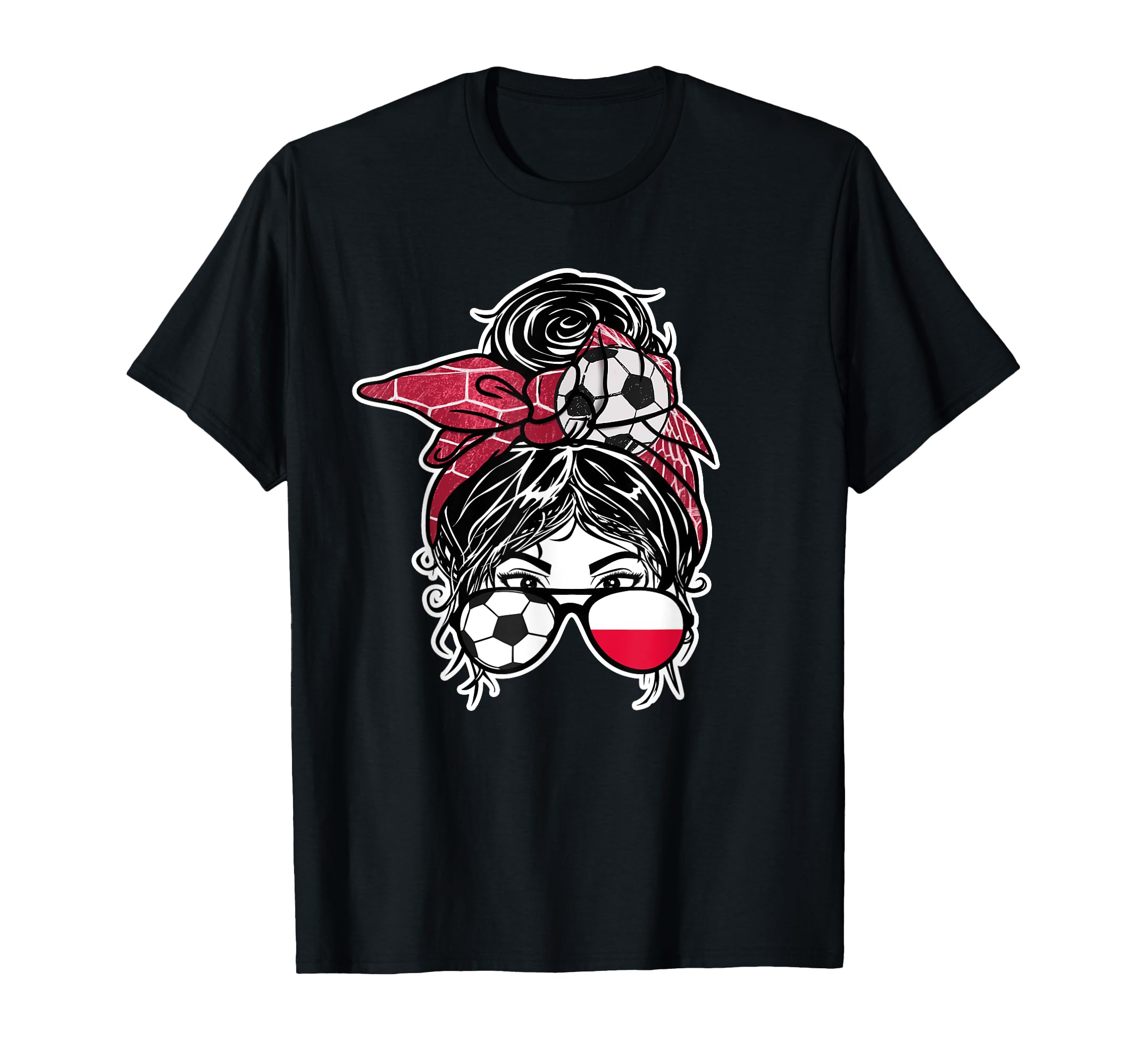 Messy Bun Hair Polish Soccer Poland T-Shirt - Streetwear Style for Adults - T-Shirt, Sweatshirt, Hoodie