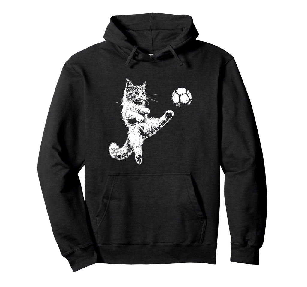 Kitten Playing Soccer Funny Cat Lover Hoodie - Novelty Apparel Men Women - T-Shirt, Sweatshirt, Hoodie