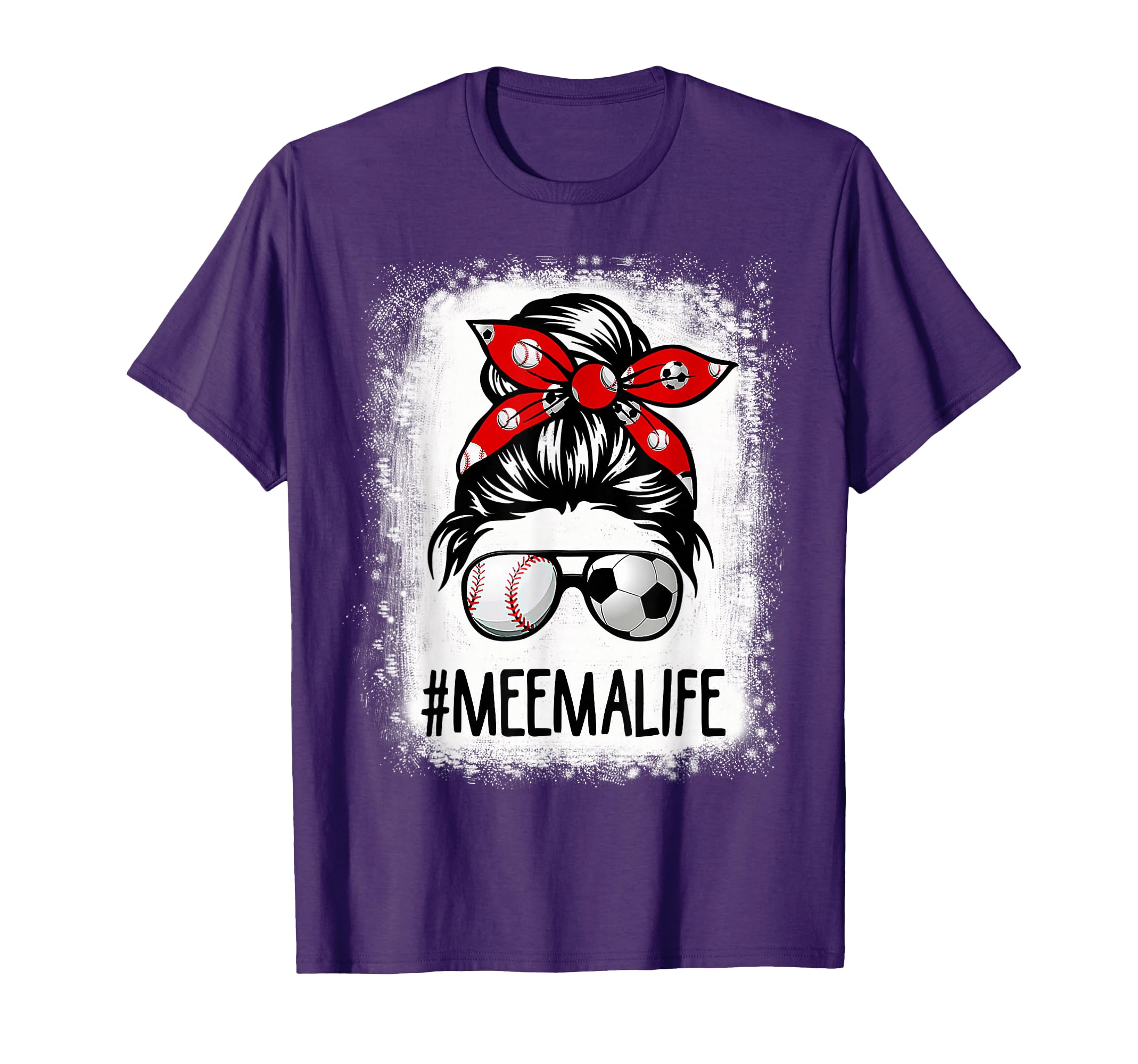 Bleached Meema Life Soccer Messy T-Shirt - Casual Everyday Wear Men Women - T-Shirt, Sweatshirt, Hoodie