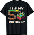 My 5th Birthday Pixel Game 5 Cake Video Gamer Boys - Adult & Kids T-Shirts, Sweatshirts & Hoodies apparel design preview 1