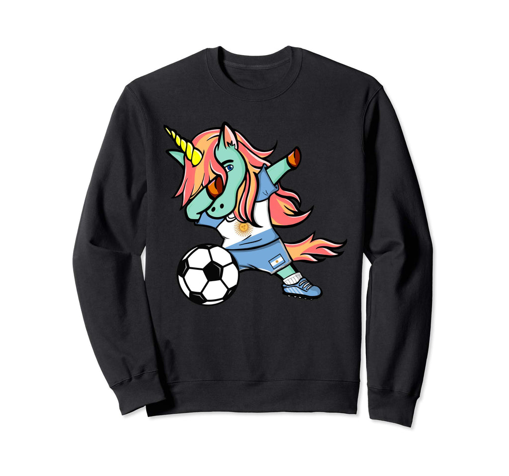Dabbing Unicorn Argentina Football Sweatshirt - Trendy Graphic Men Women - T-Shirt, Sweatshirt, Hoodie