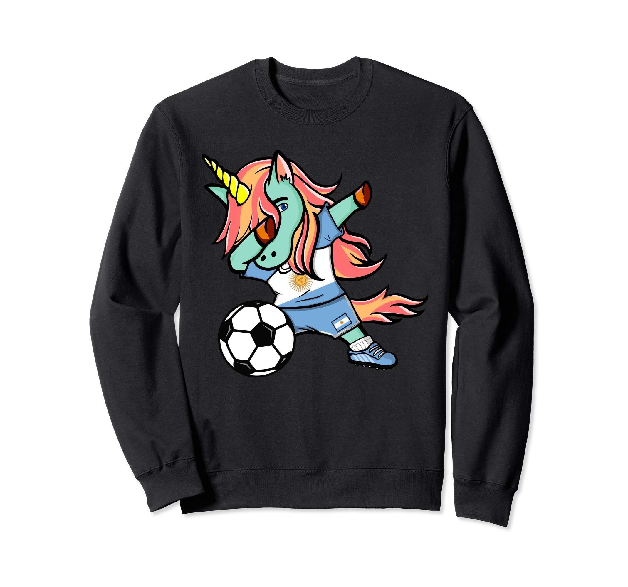 Dabbing Unicorn Argentina Football Sweatshirt - Trendy Graphic Men Women - T-Shirt, Sweatshirt, Hoodie