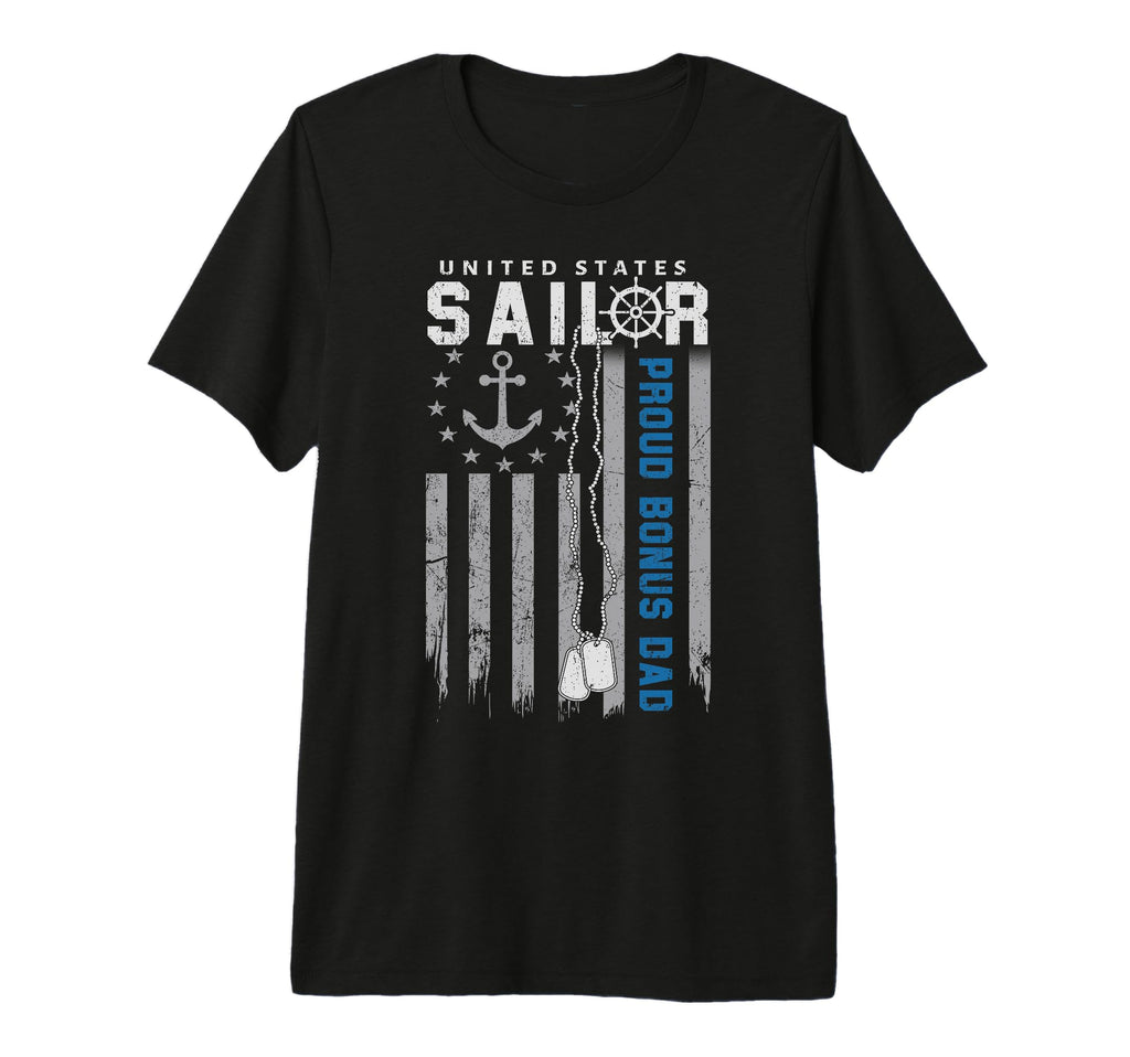 Mens Proud Bonus Dad Us Sailor Flag T-Shirt - Novelty Apparel for Adults - T-Shirt, Sweatshirt, Hoodie