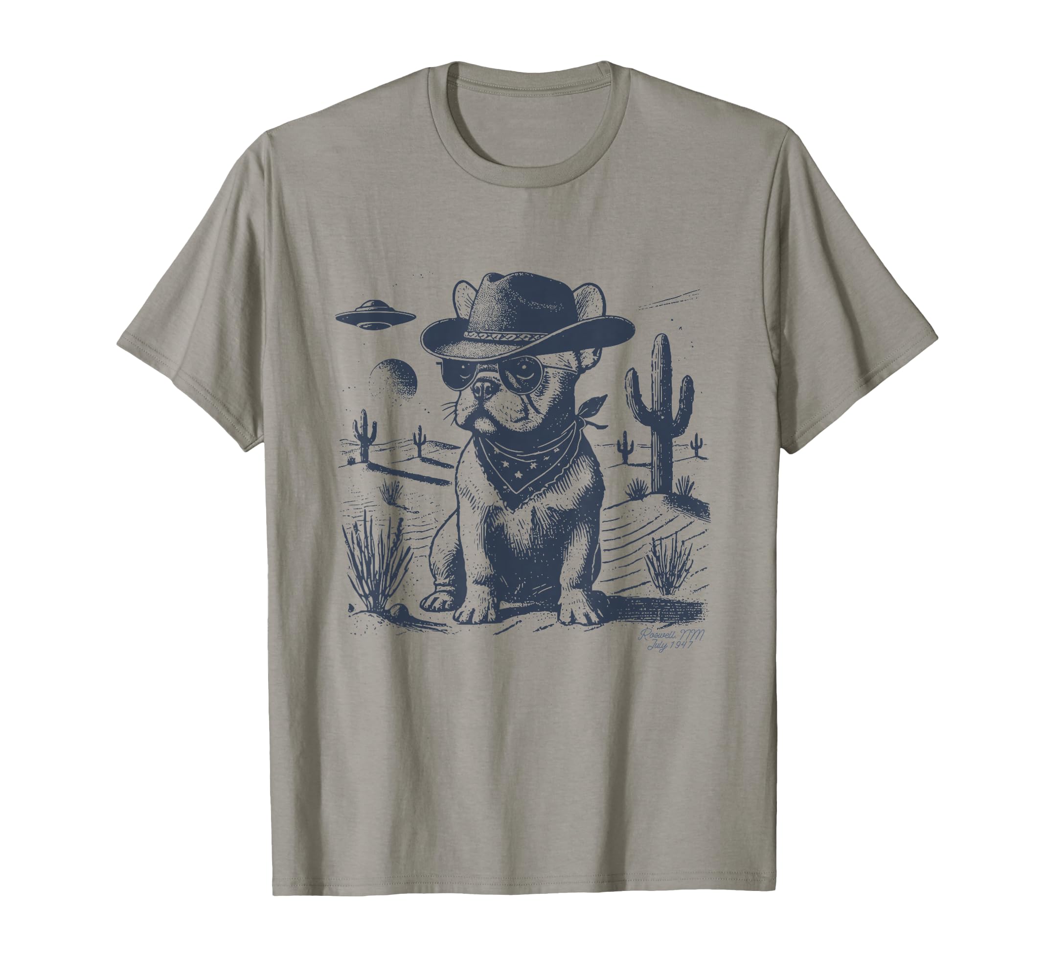 French Bulldog Frenchie Cowboy Ufo T-Shirt - Novelty Apparel for Adults - T-Shirt, Sweatshirt, Hoodie