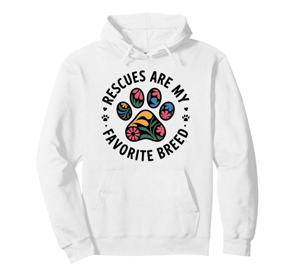 Rescued Is My Favorite Breed Animal Hoodie - Novelty Apparel for Adults - T-Shirt, Sweatshirt, Hoodie