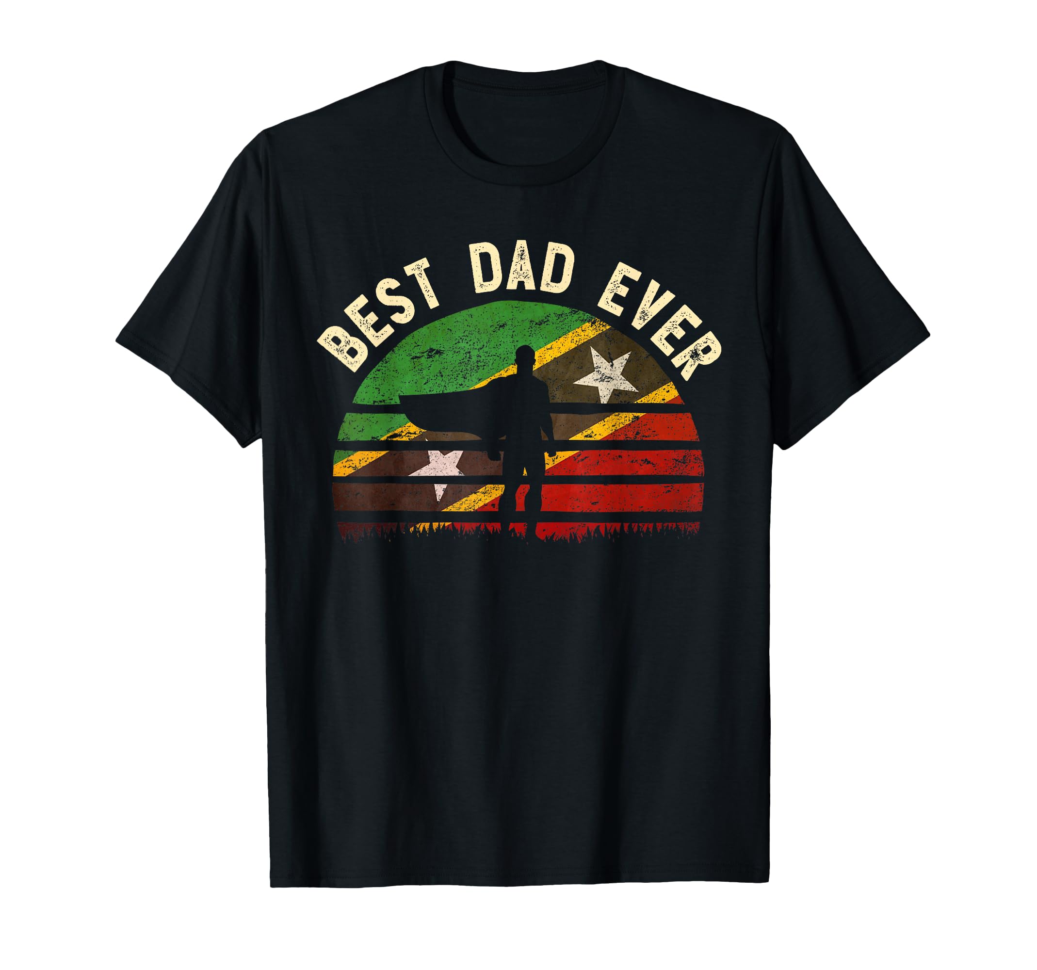 Best Dad Ever Saint Kitts Nevis Hero Flag T-Shirt - Minimalist Print Unisex - T-Shirt, Sweatshirt, Hoodie