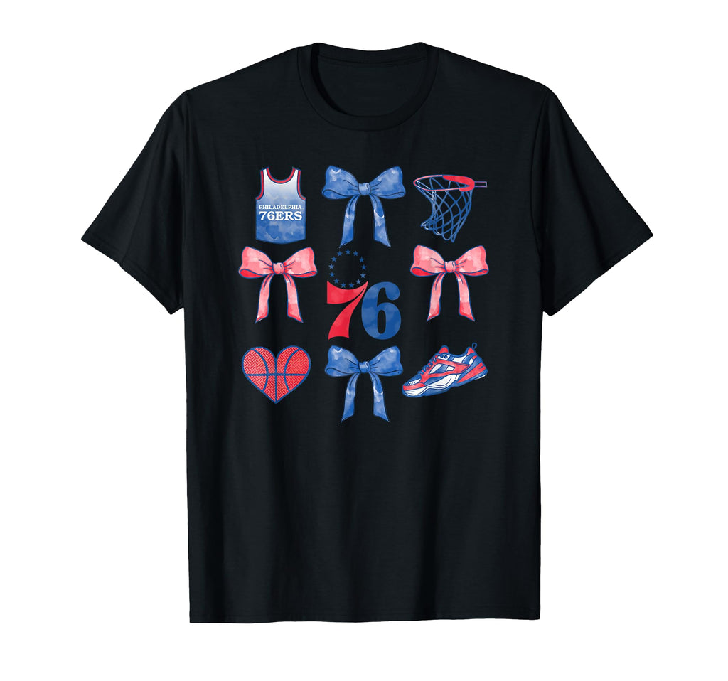 Nba Philadelphia 76Ers Bow Grid T-Shirt - Trendy Graphic Men Women - T-Shirt, Sweatshirt, Hoodie