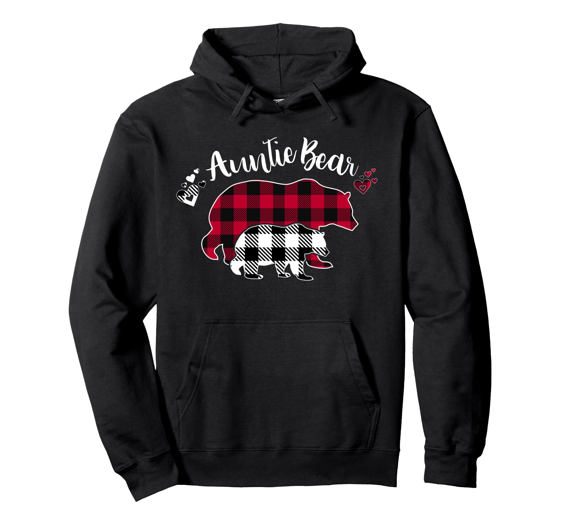 Auntie Bear Red Buffalo Plaid Pajama Hoodie - Graphic Print Men Women - T-Shirt, Sweatshirt, Hoodie