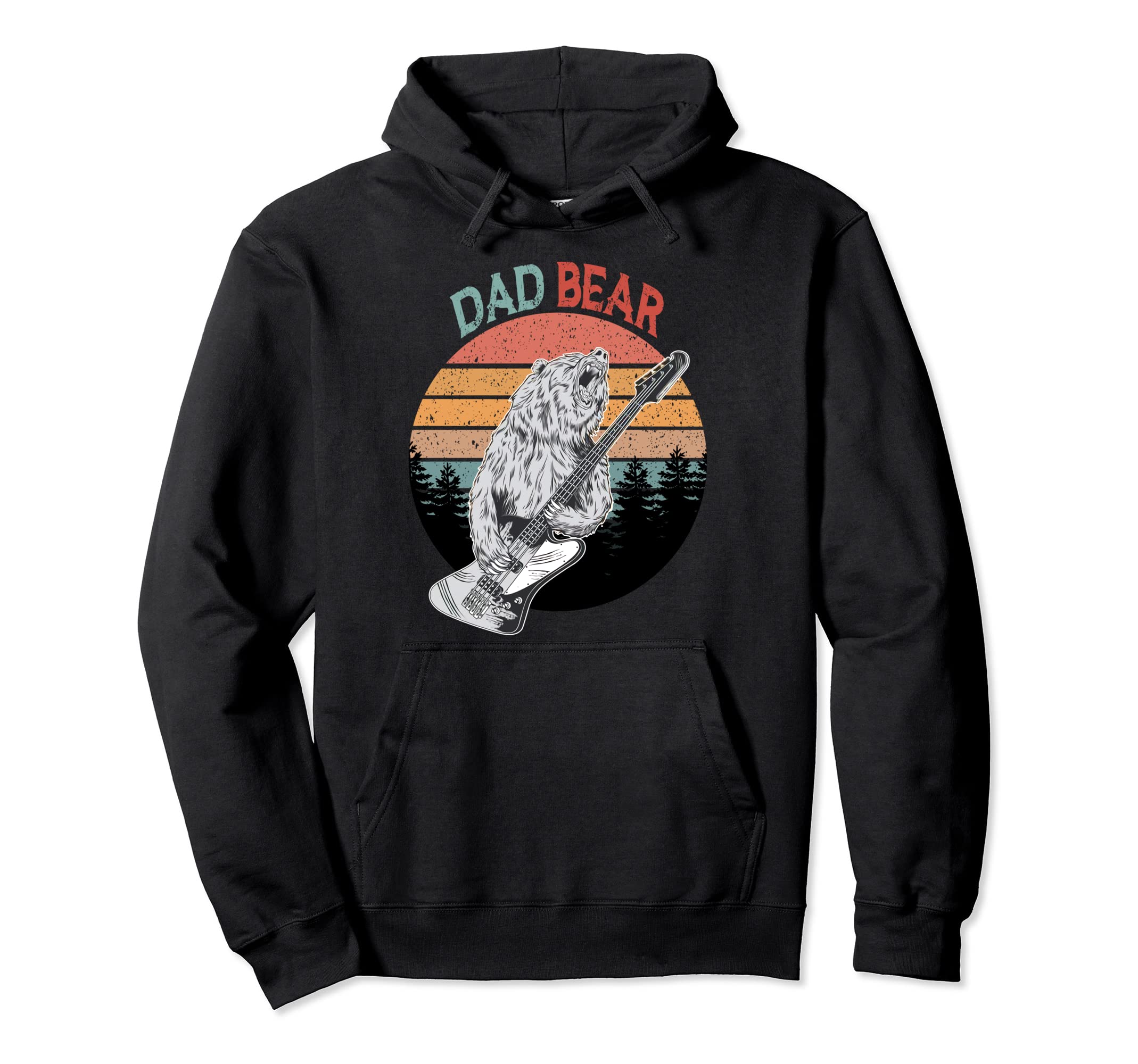 Funny Dad Bear Dad Guitar Fathers Hoodie - Fun Novelty Design Men Women - T-Shirt, Sweatshirt, Hoodie