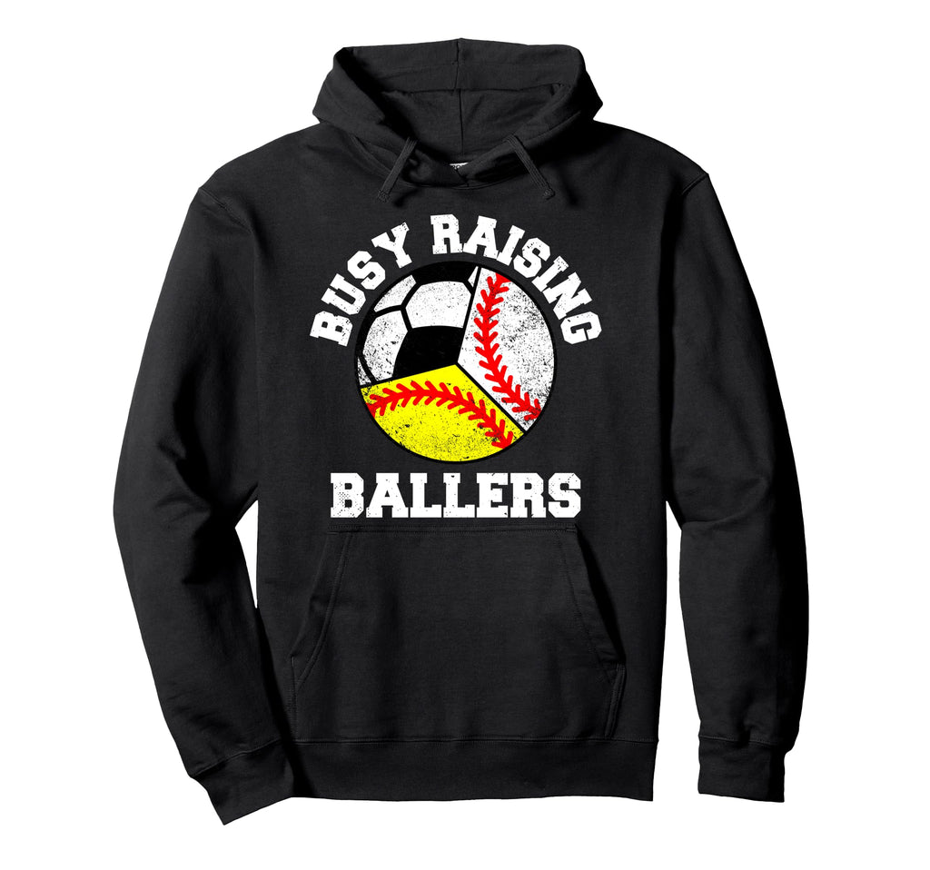 Busy Raising Ballers Funny Baseball Hoodie - Minimalist Print Men Women - T-Shirt, Sweatshirt, Hoodie