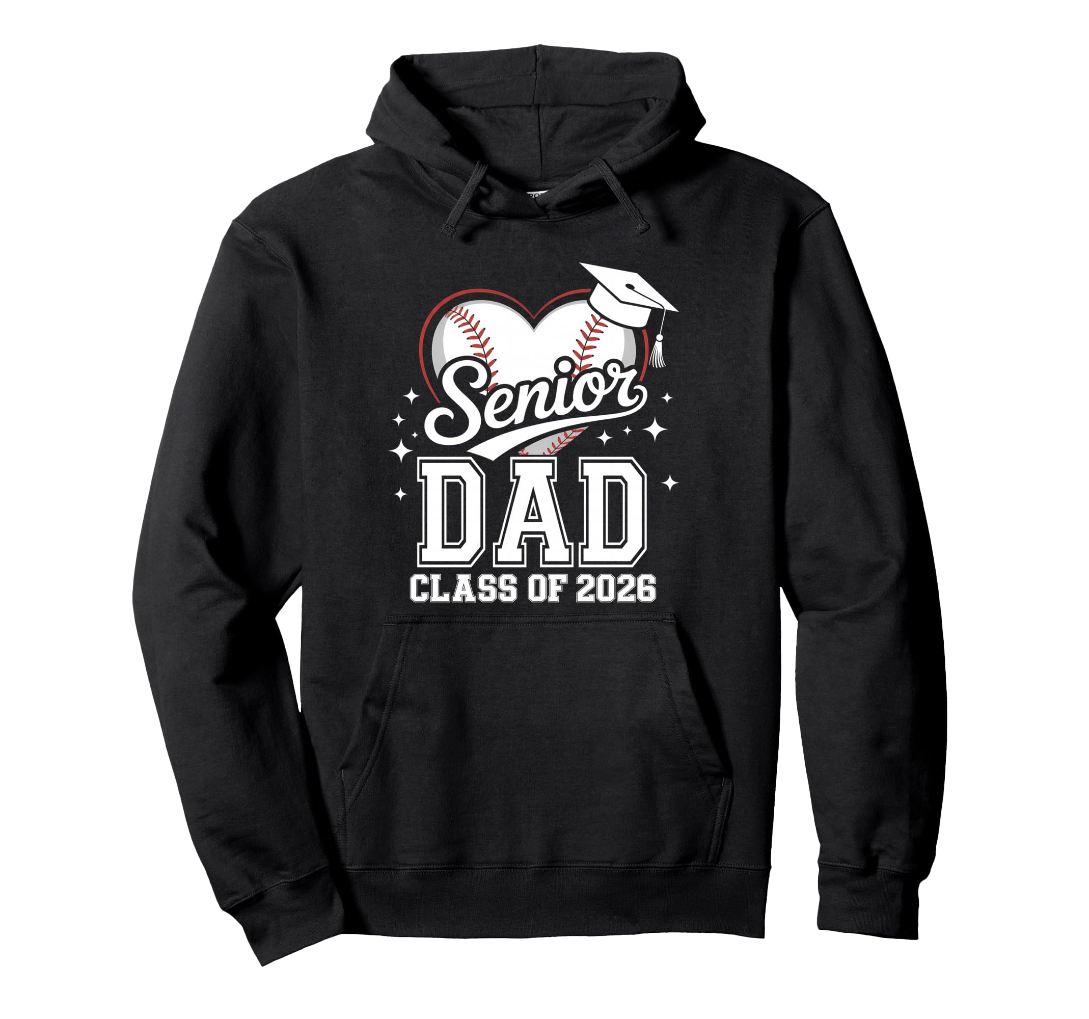 Senior Dad Class 2026 Baseball Heart Hoodie - Custom Art Print for Adults - T-Shirt, Sweatshirt, Hoodie