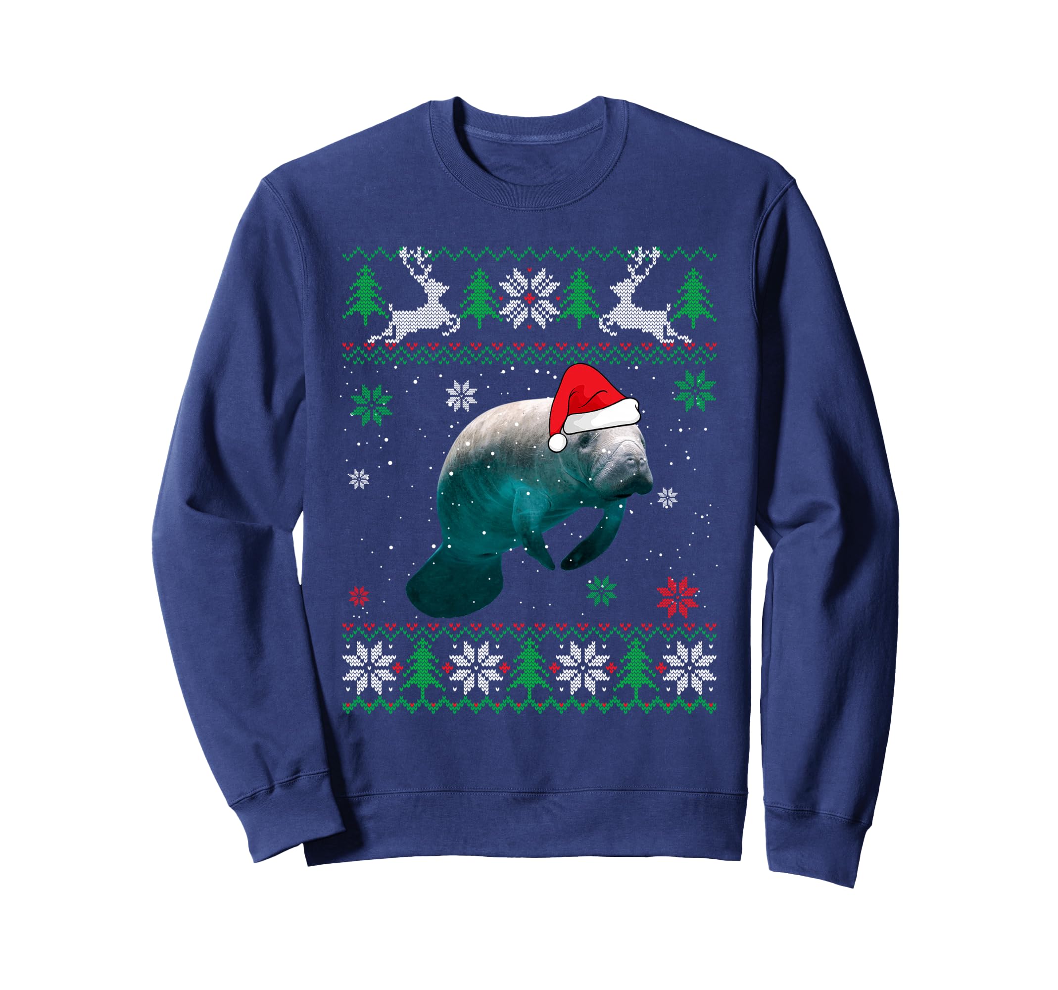 Ugly Manatee Lover Santa Hat Sweatshirt - Custom Art Print for Adults - T-Shirt, Sweatshirt, Hoodie