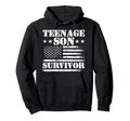 Teenage Son Survivor Parenting Mom Dad Hoodie - Minimalist Print Men Women - T-Shirt, Sweatshirt, Hoodie