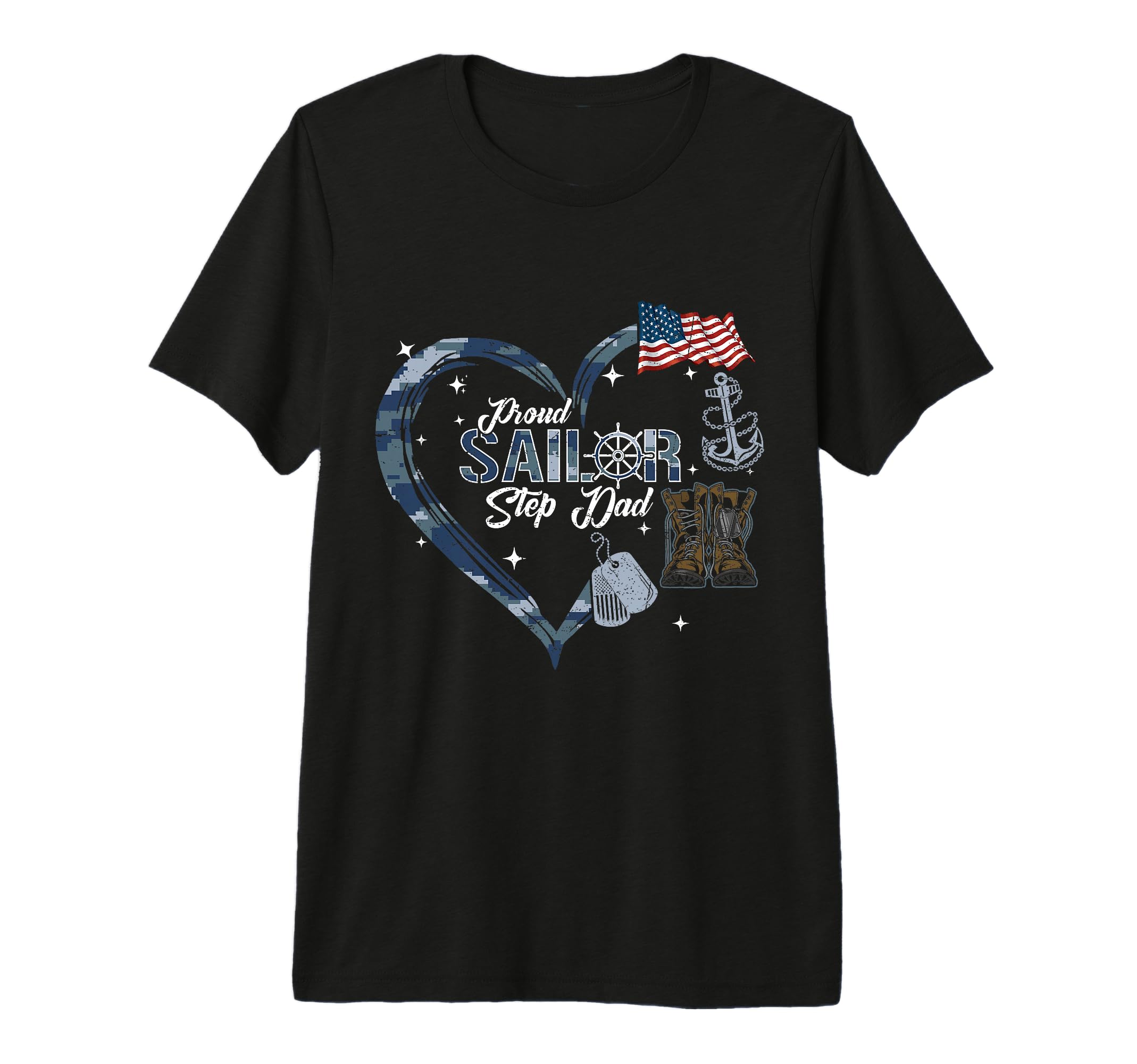 Mens Proud Sailor Step Dad Anchor Heart T-Shirt - Aesthetic Graphic Unisex - T-Shirt, Sweatshirt, Hoodie