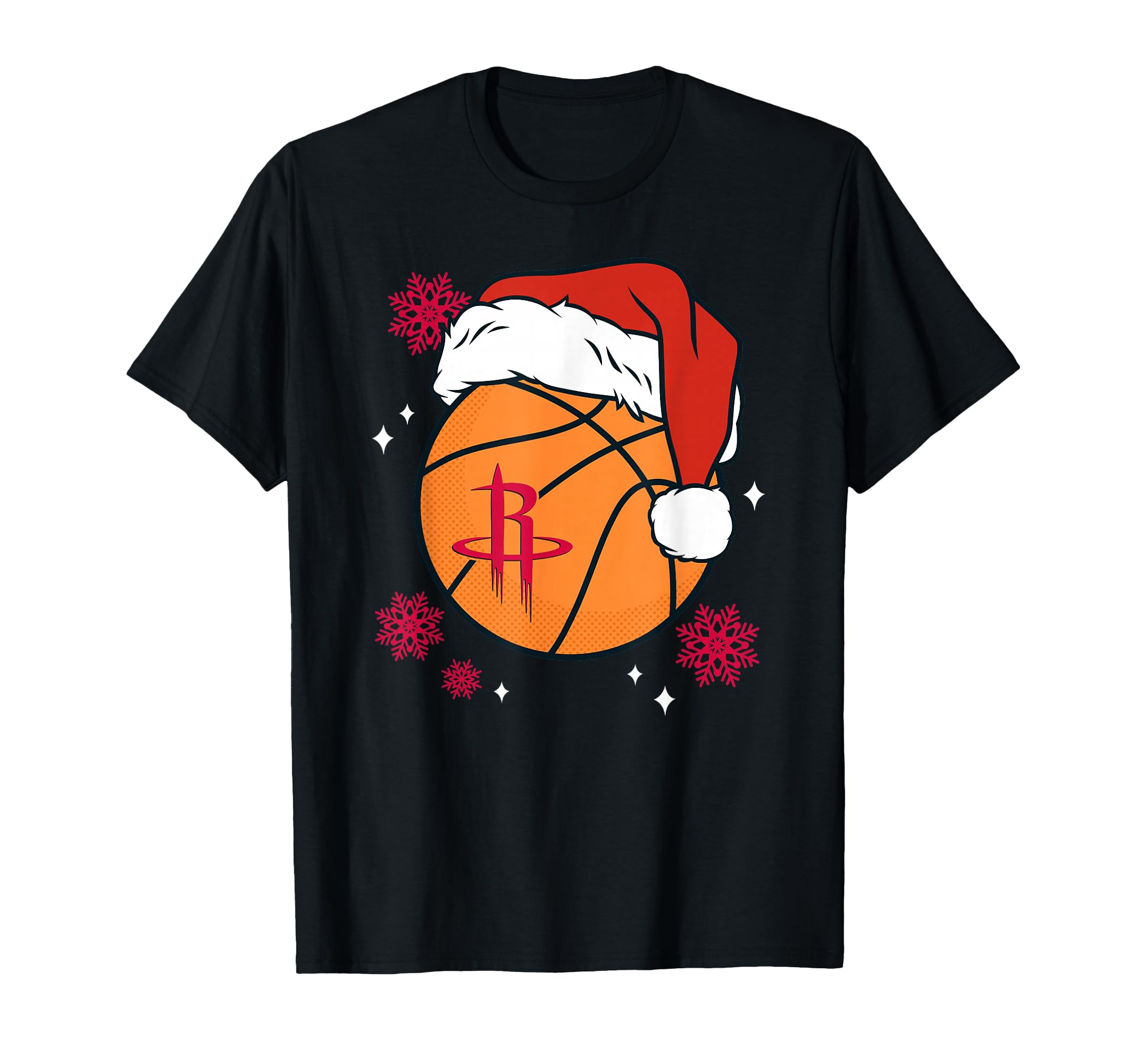 Nba Houston Rockets Santa Hat Ball T-Shirt - Casual Everyday Wear Men Women - T-Shirt, Sweatshirt, Hoodie