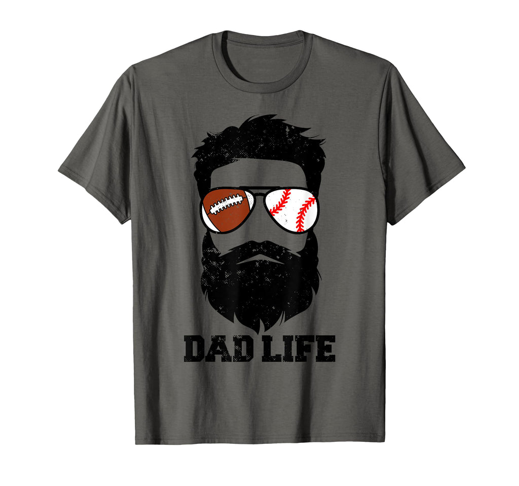 Football Baseball Dad Messy Hair Beard T-Shirt - Trendy Graphic for Adults - T-Shirt, Sweatshirt, Hoodie