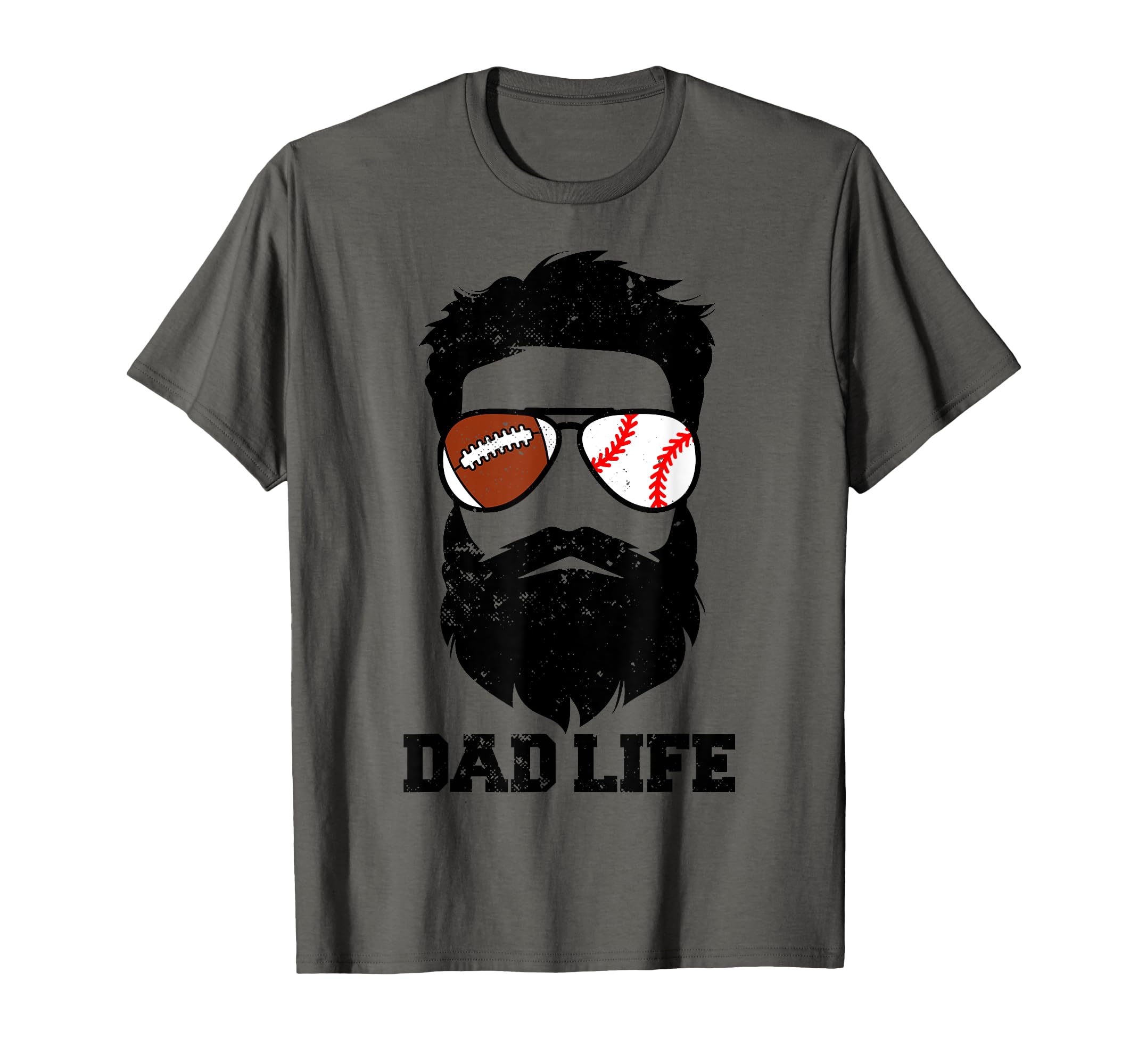 Football Baseball Dad Messy Hair Beard T-Shirt - Trendy Graphic for Adults - T-Shirt, Sweatshirt, Hoodie