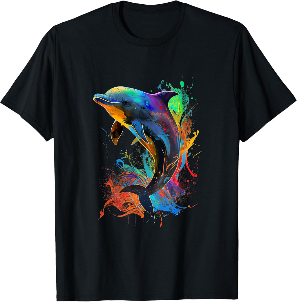 Cute Dolphin Design Colorful Pop Art Lovers - Adult & Kids T-Shirts, Sweatshirts & Hoodies apparel design preview 1