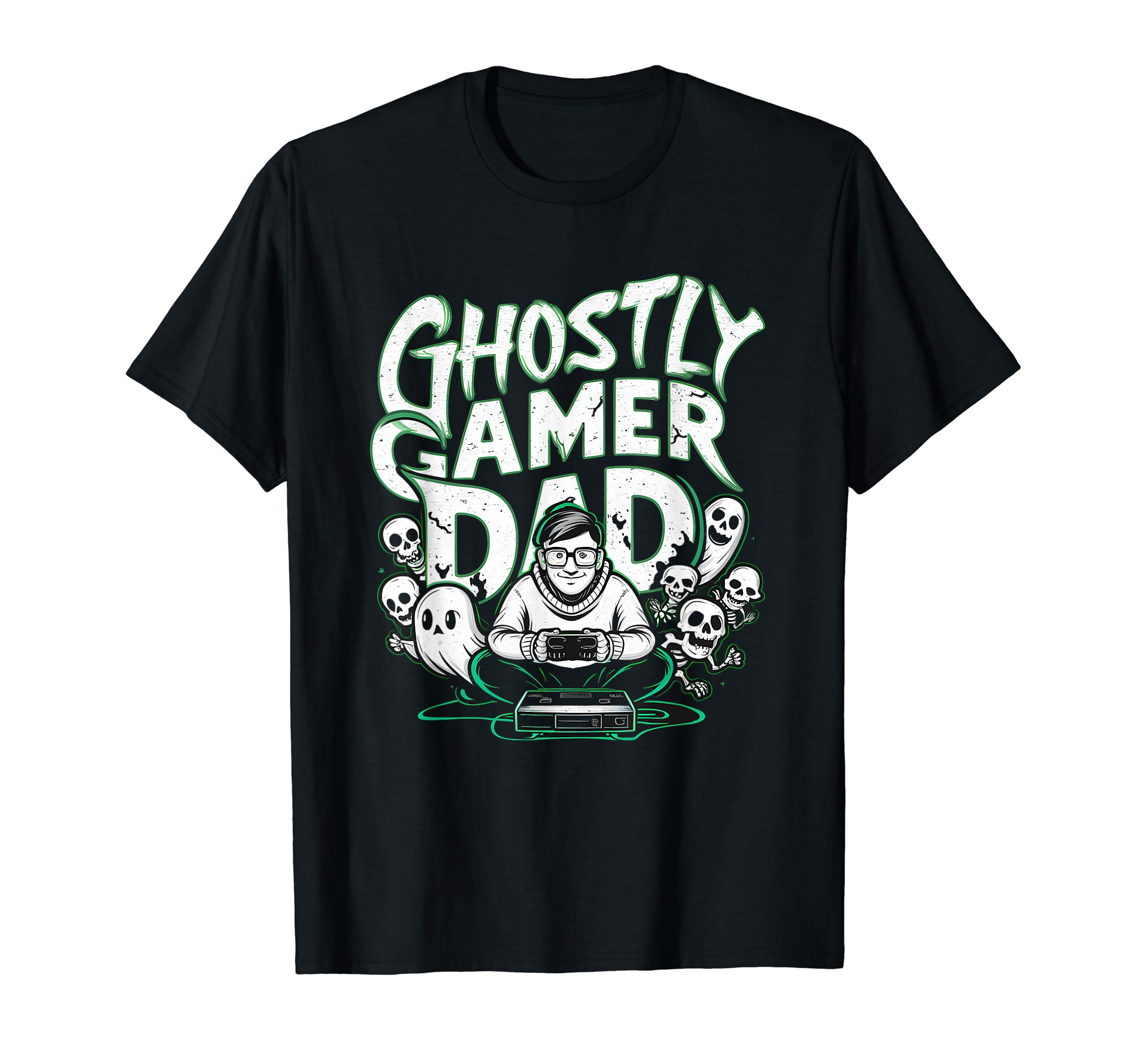 Halloween Ghostly Gamer Dad Skull Hoodie - Casual Everyday Wear for Adults - T-Shirt, Sweatshirt, Hoodie