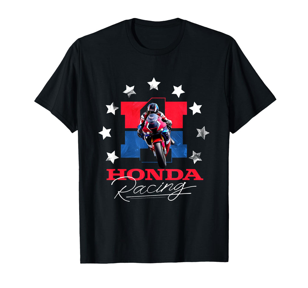 Honda Racing Red White Blue Stars T-Shirt - Trendy Graphic for Adults - T-Shirt, Sweatshirt, Hoodie