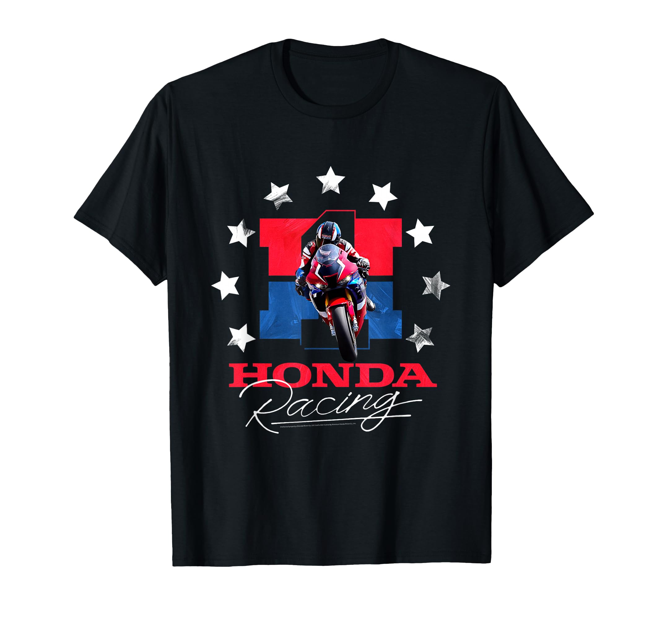 Honda Racing Red White Blue Stars T-Shirt - Trendy Graphic for Adults - T-Shirt, Sweatshirt, Hoodie