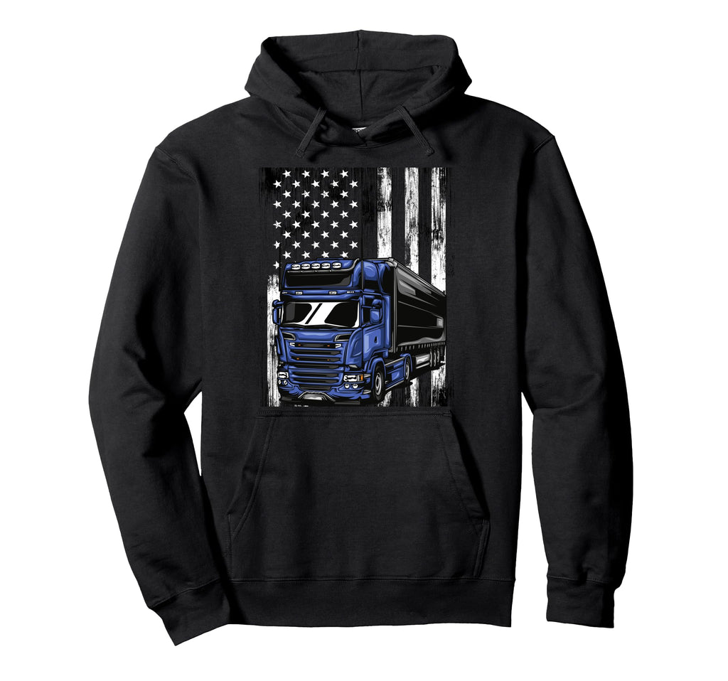 Usa Flag Trucker Papa Dad Truck Driver Hoodie - Minimalist Print Men Women - T-Shirt, Sweatshirt, Hoodie