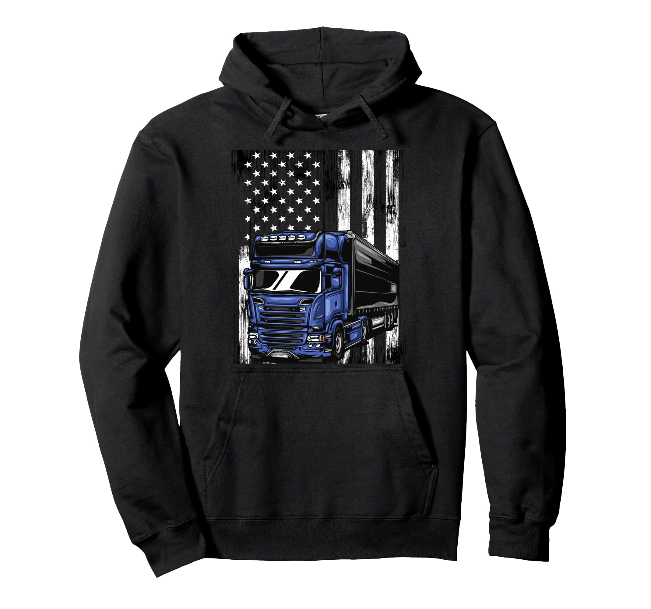 Usa Flag Trucker Papa Dad Truck Driver Hoodie - Minimalist Print Men Women - T-Shirt, Sweatshirt, Hoodie