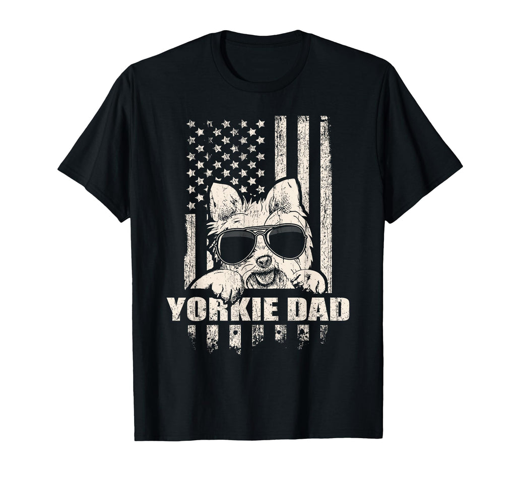 Yorkie Dad Proud American T-Shirt - Custom Art Print Unisex - T-Shirt, Sweatshirt, Hoodie