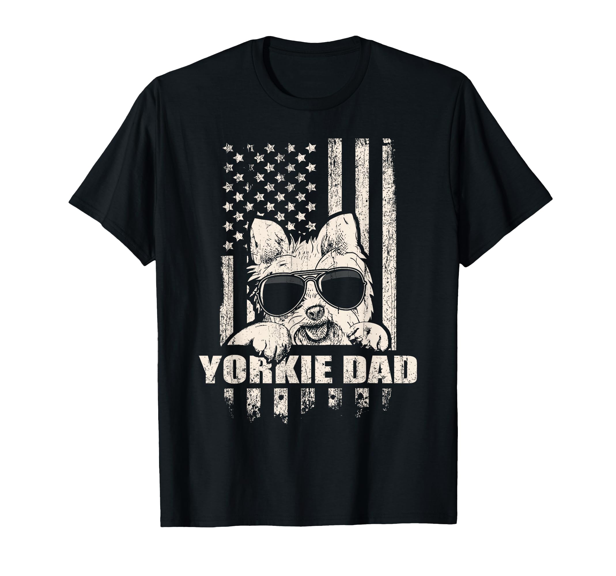 Yorkie Dad Proud American T-Shirt - Custom Art Print Unisex - T-Shirt, Sweatshirt, Hoodie
