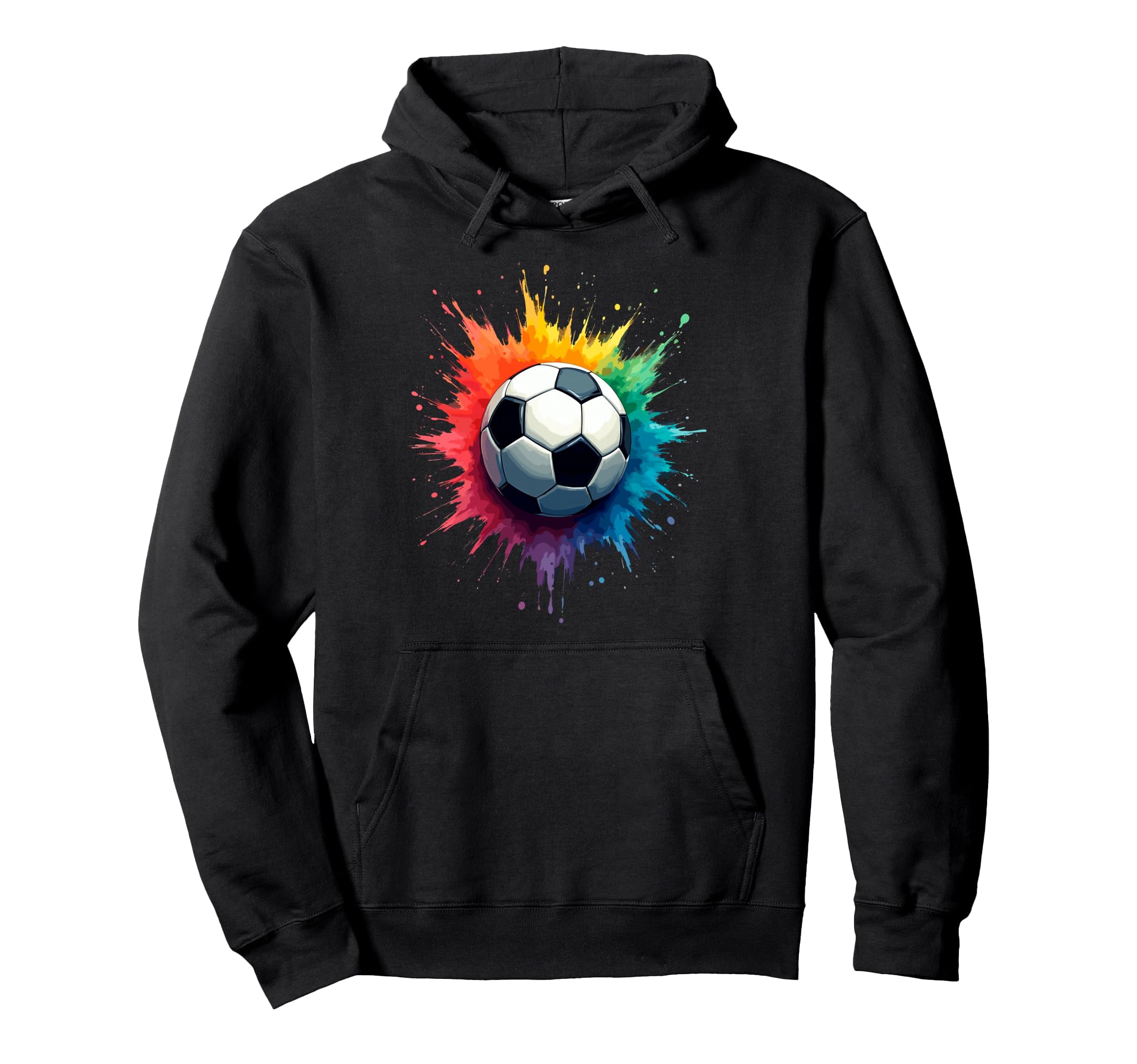 Colorful Splash Art Soccer Football Ball Hoodie - Minimalist Print Unisex - T-Shirt, Sweatshirt, Hoodie