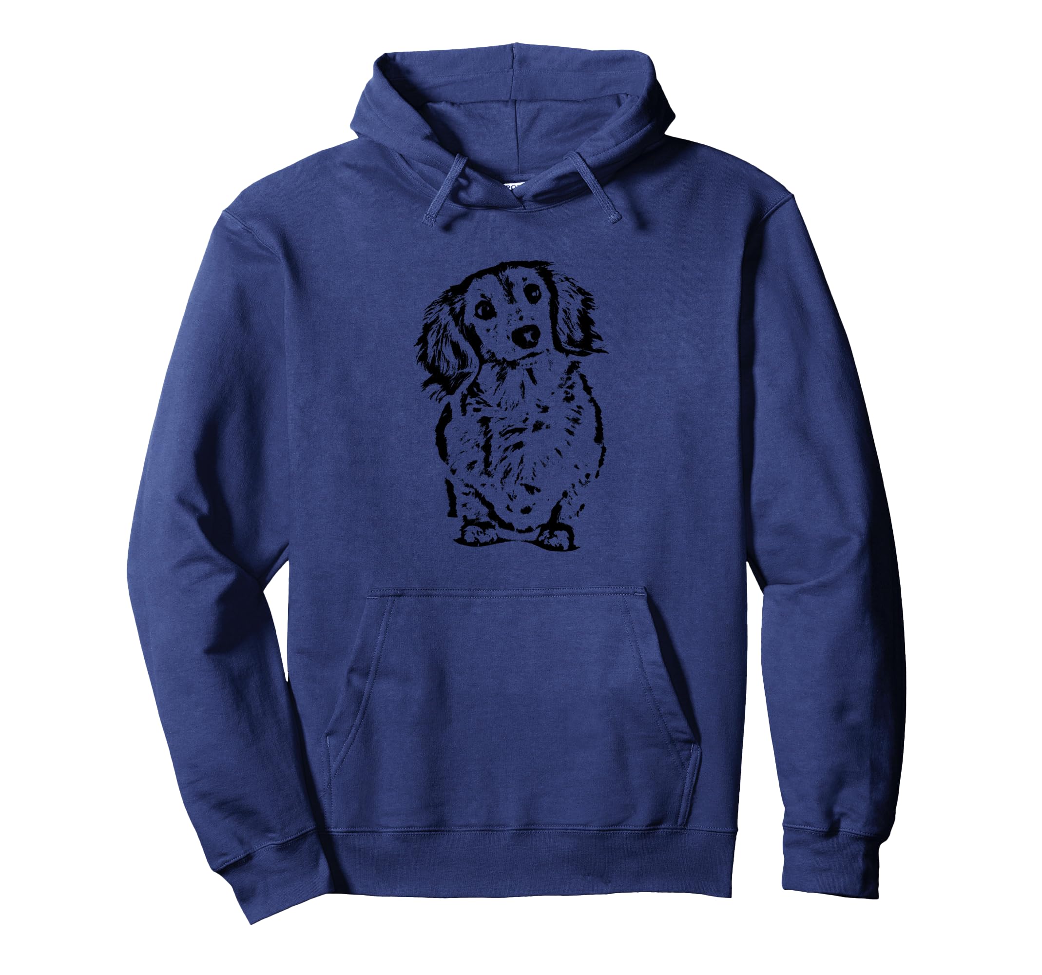 Long Haired Dachshund Wiener Gift Hoodie - Minimalist Print for Adults - T-Shirt, Sweatshirt, Hoodie