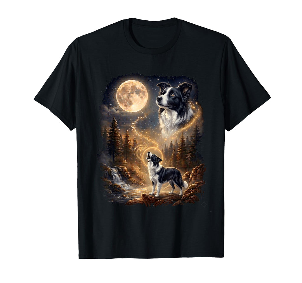 Border Collie Howling Moon Funny T-Shirt - Streetwear Style for Adults - T-Shirt, Sweatshirt, Hoodie