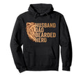 Husband Dad Bearded Hero Lion Beard Hoodie - Minimalist Print Men Women - T-Shirt, Sweatshirt, Hoodie