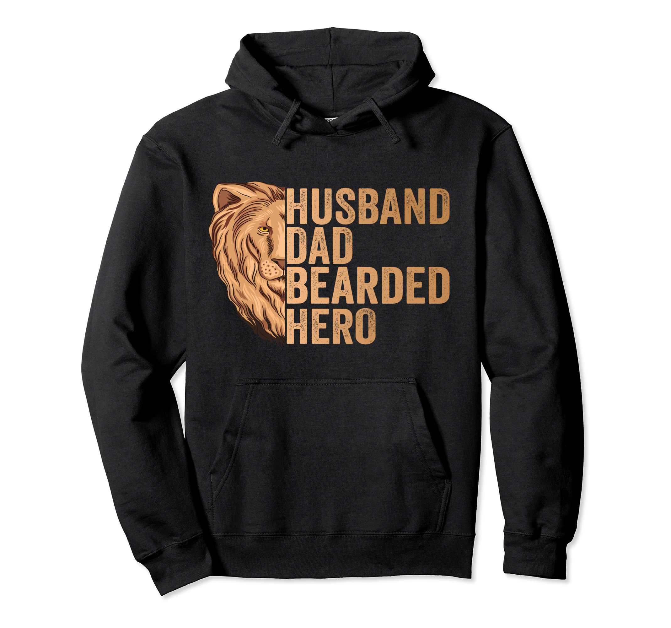 Husband Dad Bearded Hero Lion Beard Hoodie - Minimalist Print Men Women - T-Shirt, Sweatshirt, Hoodie