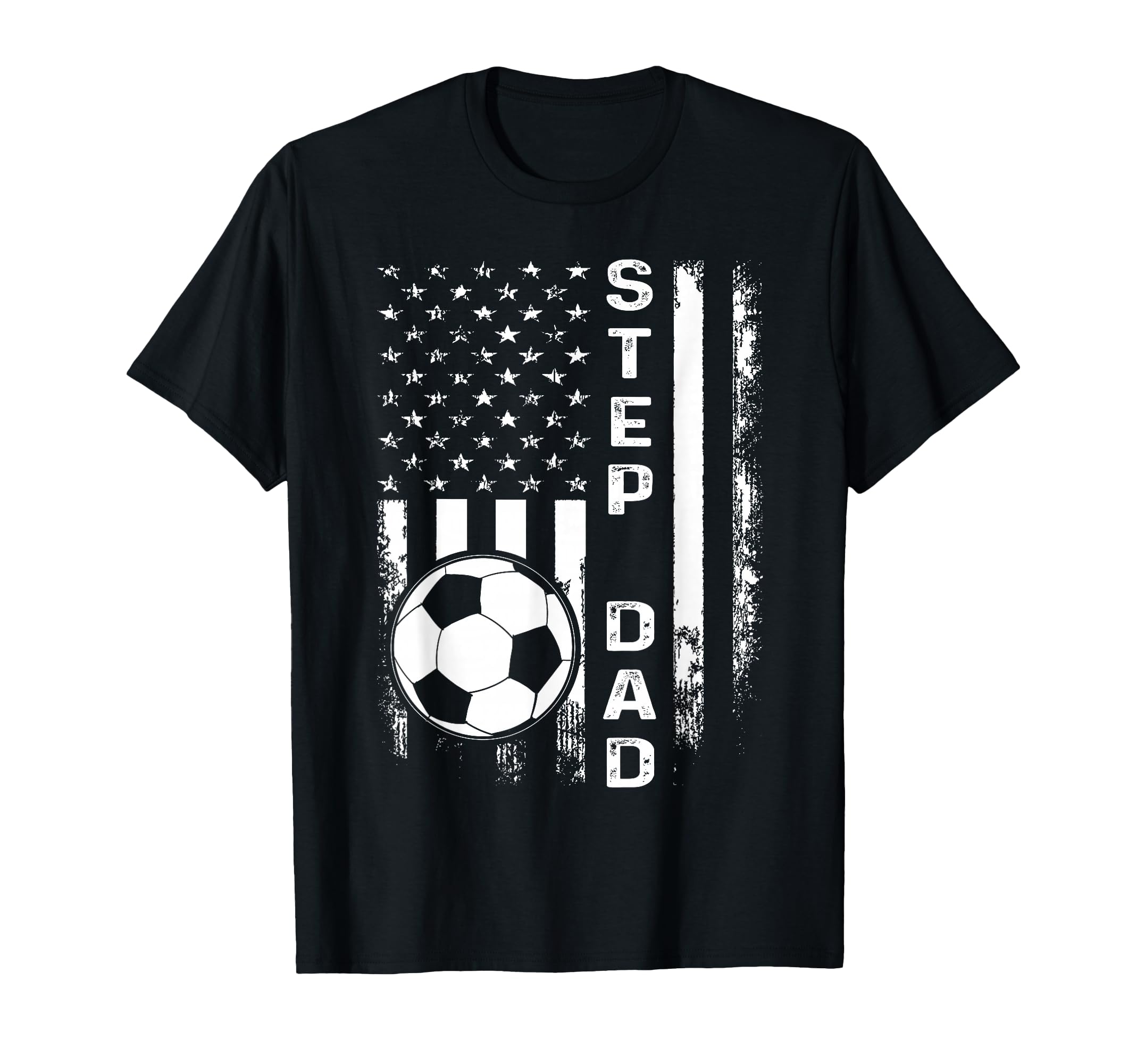 Soccer Step Dad American Flag T-Shirt - Unique Graphic Unisex - T-Shirt, Sweatshirt, Hoodie