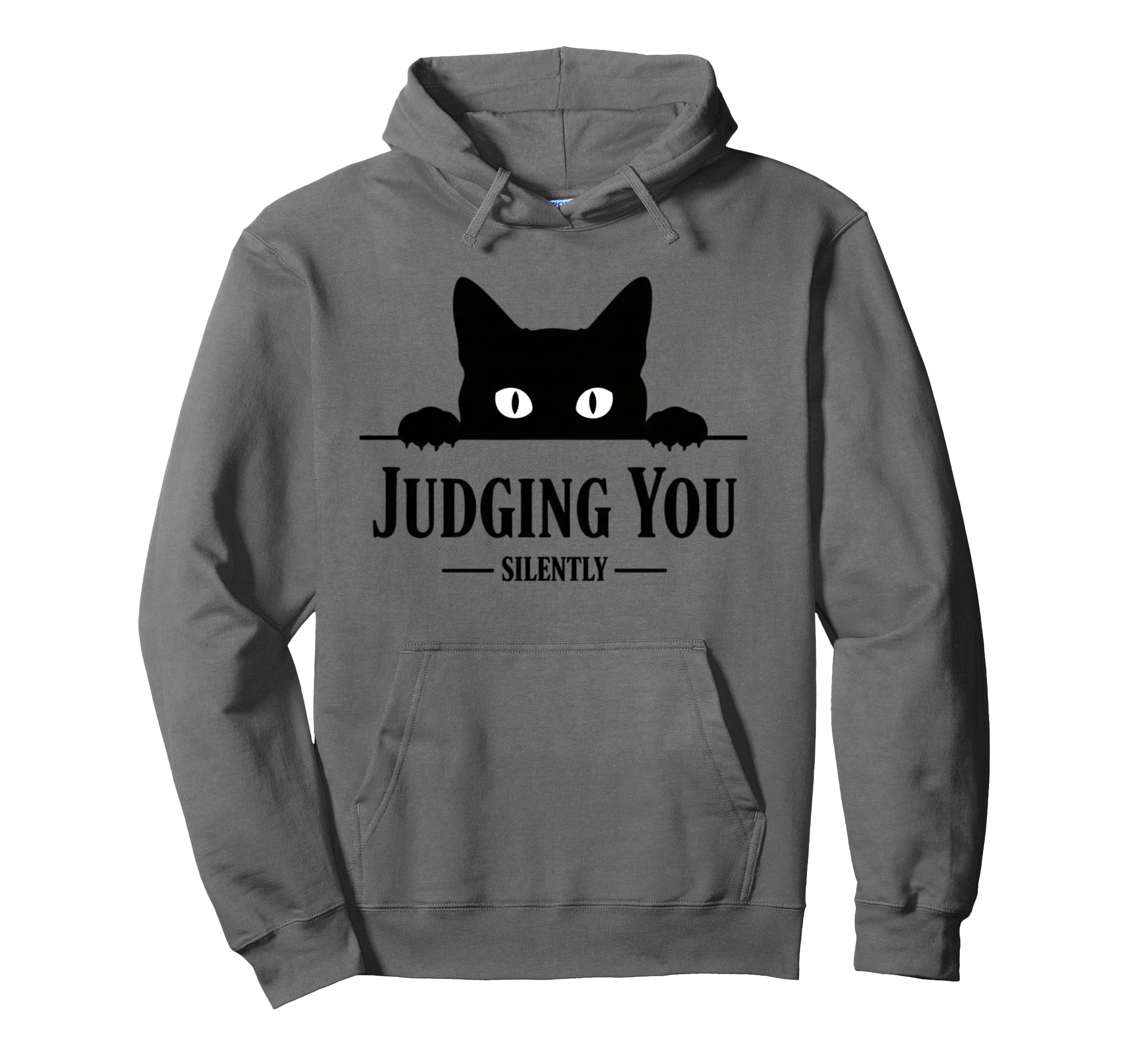 Cat Judging You Silently Funny Black Hoodie - Novelty Apparel for Adults - T-Shirt, Sweatshirt, Hoodie