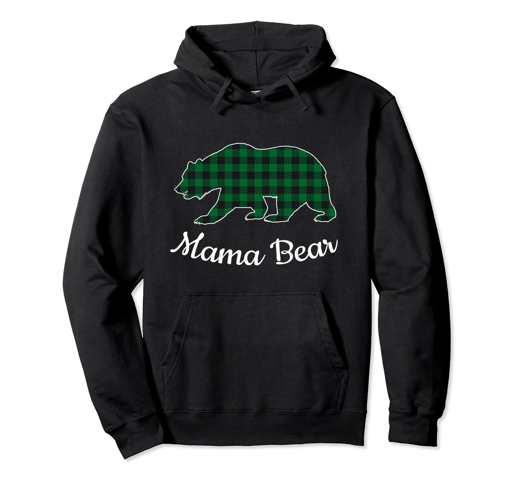 Mama Bear Pajama Green Buffalo Plaid Hoodie - Graphic Print for Adults - T-Shirt, Sweatshirt, Hoodie