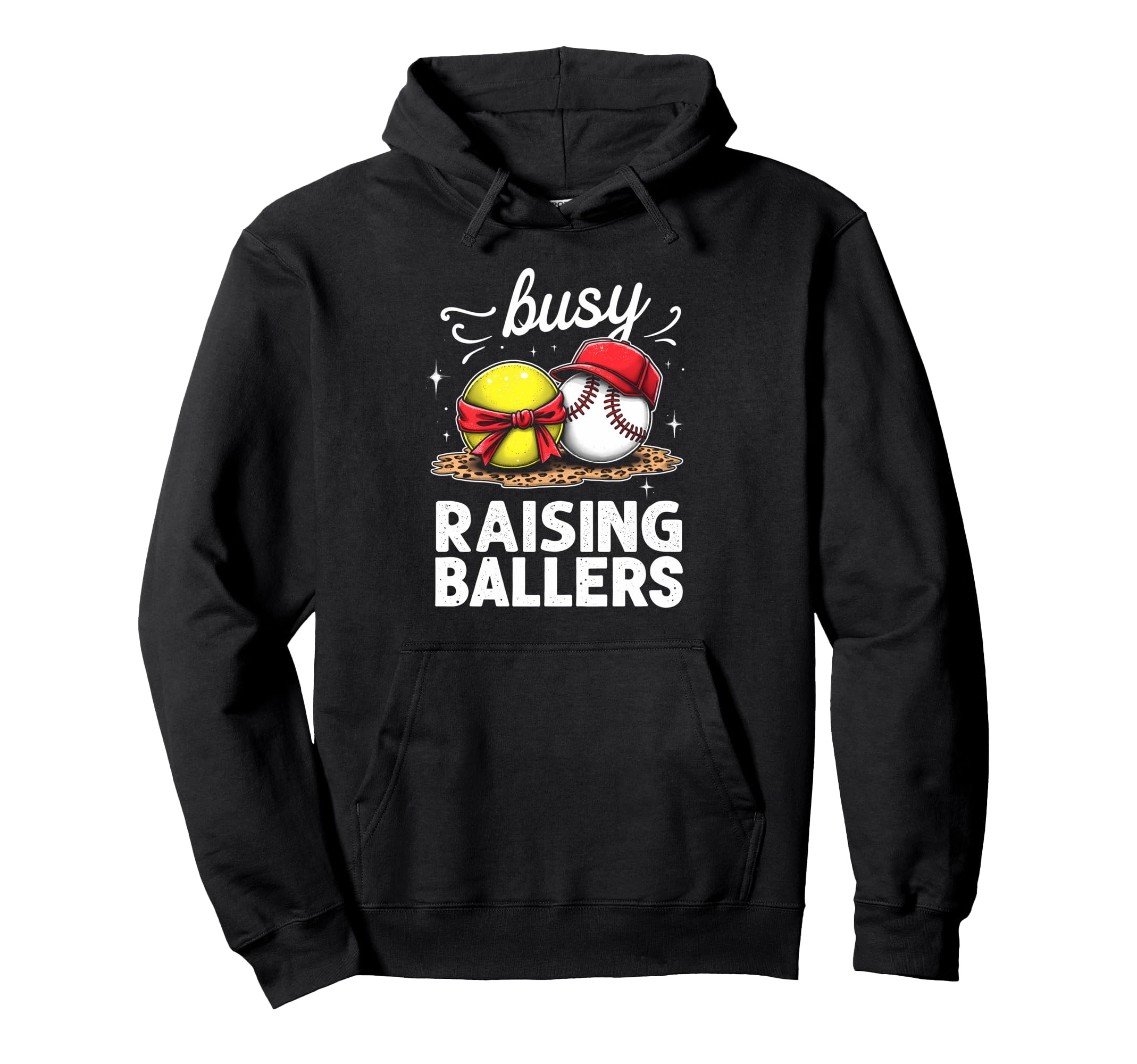 Energetic Busy Raising Ballers Softball Hoodie - Unique Graphic Unisex - T-Shirt, Sweatshirt, Hoodie