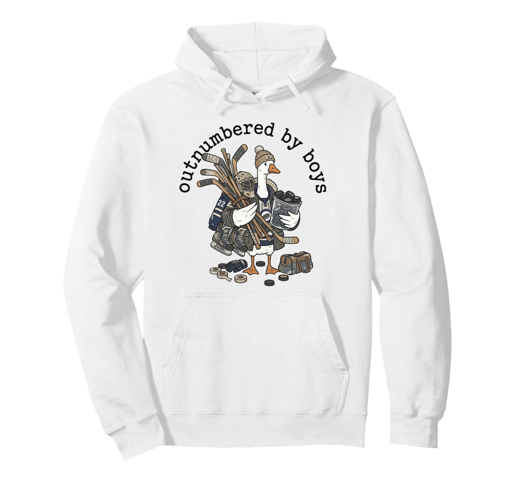 Mom Outnumbered Funny Iced Hockey Goose Mama Hoodie - Trendy Graphic Unisex - T-Shirt, Sweatshirt, Hoodie
