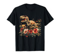 Dinosaur Dino Trex Floral Flower T-Shirt - Fun Novelty Design for Adults - T-Shirt, Sweatshirt, Hoodie