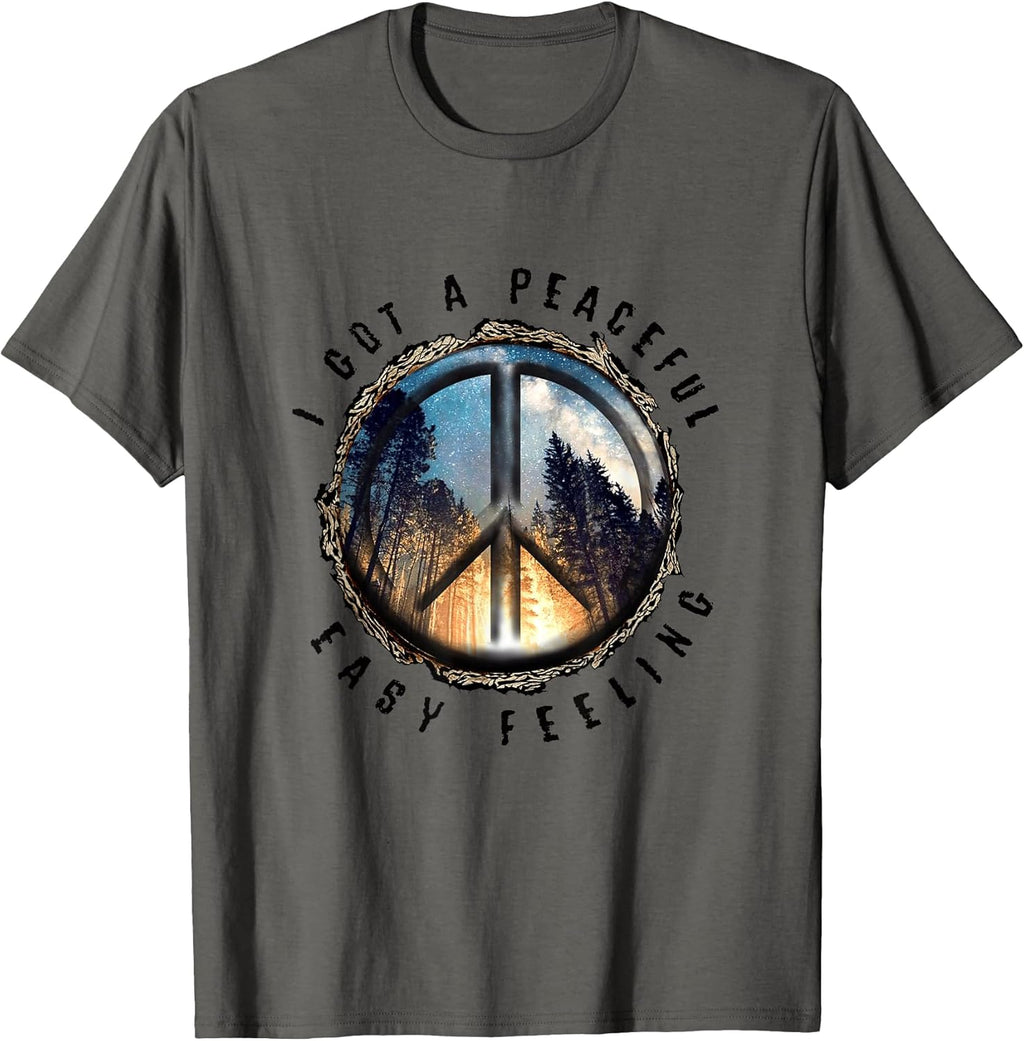 Hippie Peace Sign I Got A Easy Peaceful Feeling - Adult & Kids T-Shirts, Sweatshirts & Hoodies apparel design preview 1