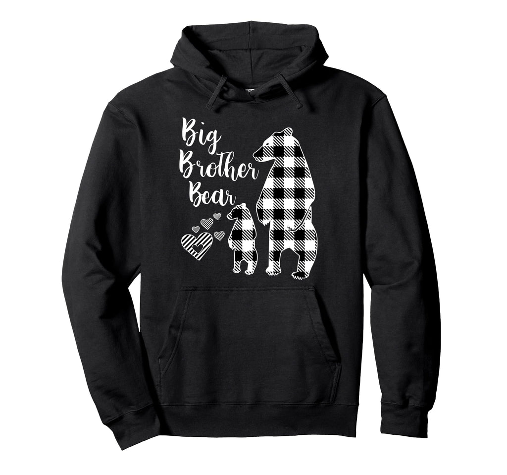 Big Brother Bear Grey Buffalo Plaid Pajama Hoodie - Unique Graphic Unisex - T-Shirt, Sweatshirt, Hoodie