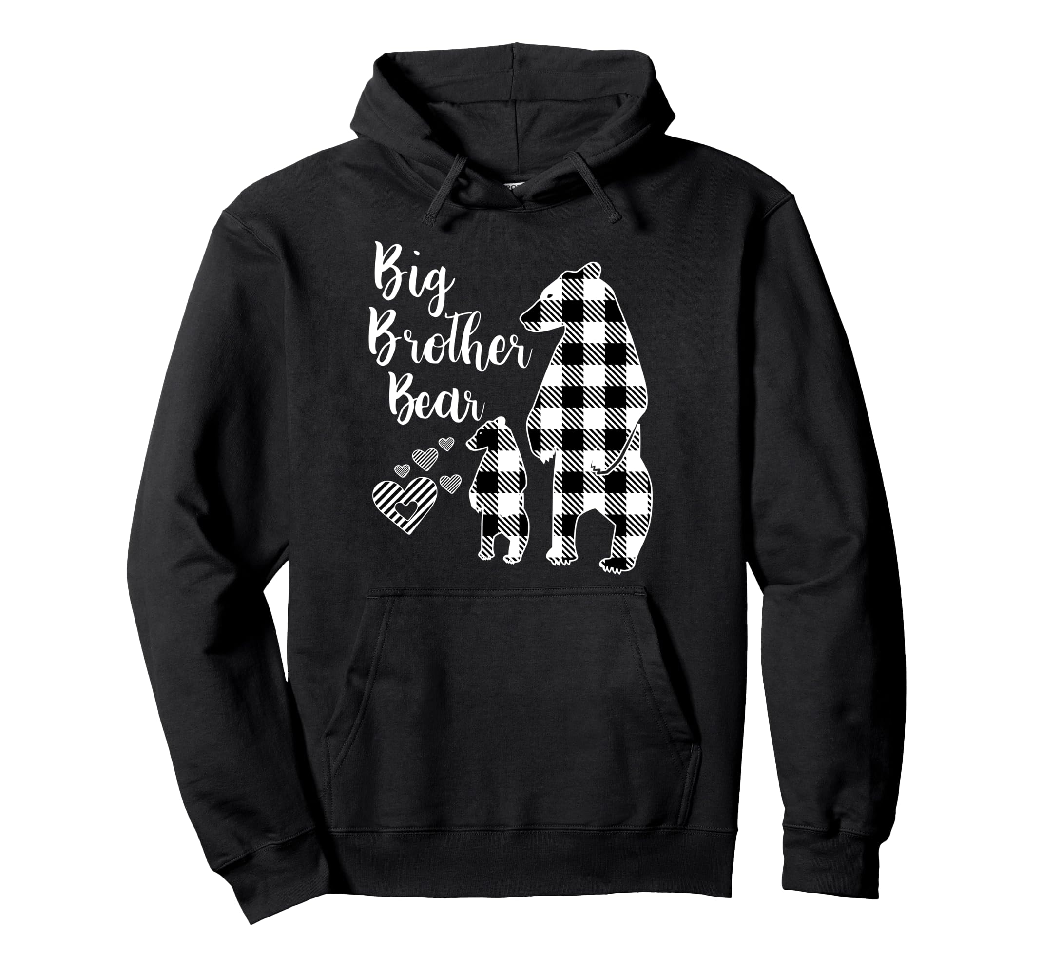 Big Brother Bear Grey Buffalo Plaid Pajama Hoodie - Unique Graphic Unisex - T-Shirt, Sweatshirt, Hoodie