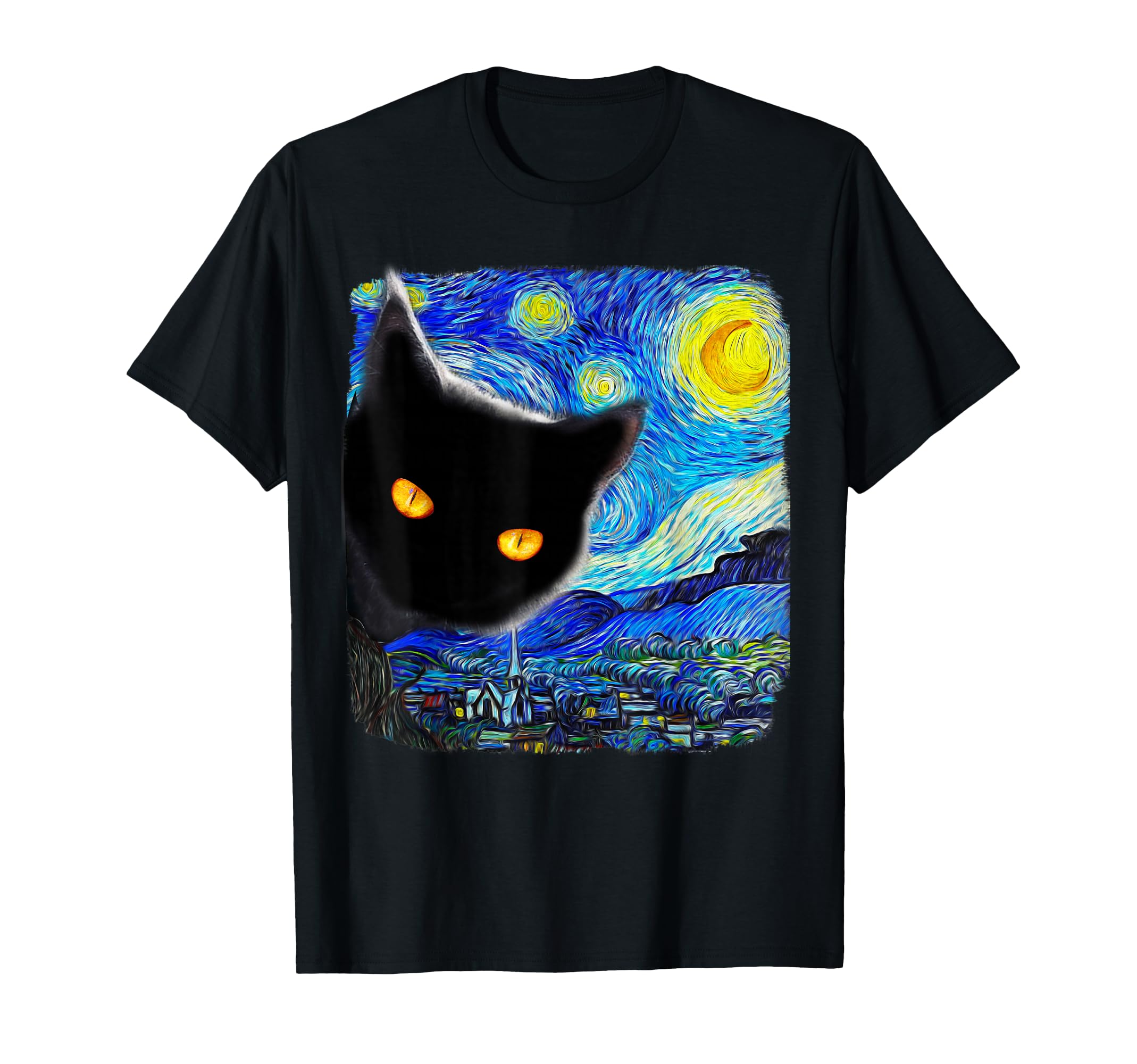 Starry Night Cat Van Gogh Cat Cat T-Shirt - Streetwear Style for Adults - T-Shirt, Sweatshirt, Hoodie