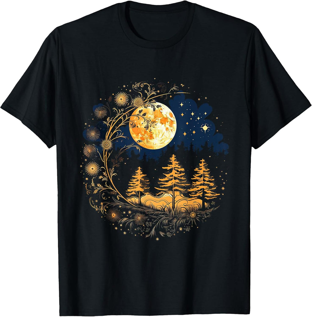 Mystical Sun and Moon with Woman Flowers Aesthetic - Adult & Kids T-Shirts, Sweatshirts & Hoodies apparel design preview 1