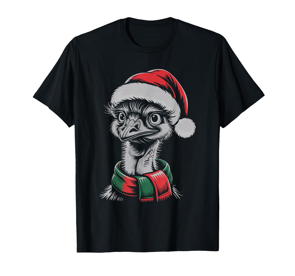 Emu Santa Hat Scarf Costume T-Shirt - Unique Graphic Unisex - T-Shirt, Sweatshirt, Hoodie
