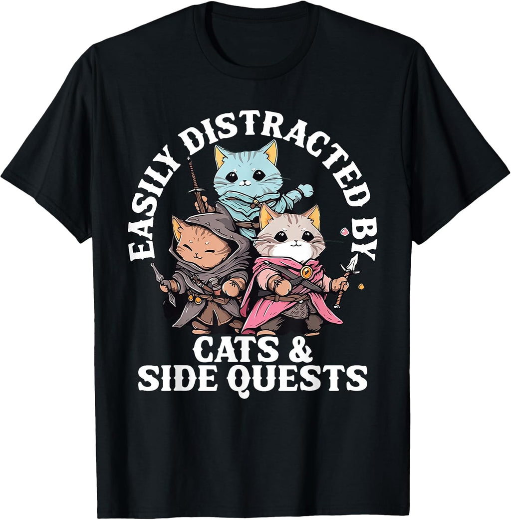 Cats Side Quest Distracted Tabletop Funny Men Women - Adult & Kids T-Shirts, Sweatshirts & Hoodies apparel design preview 1