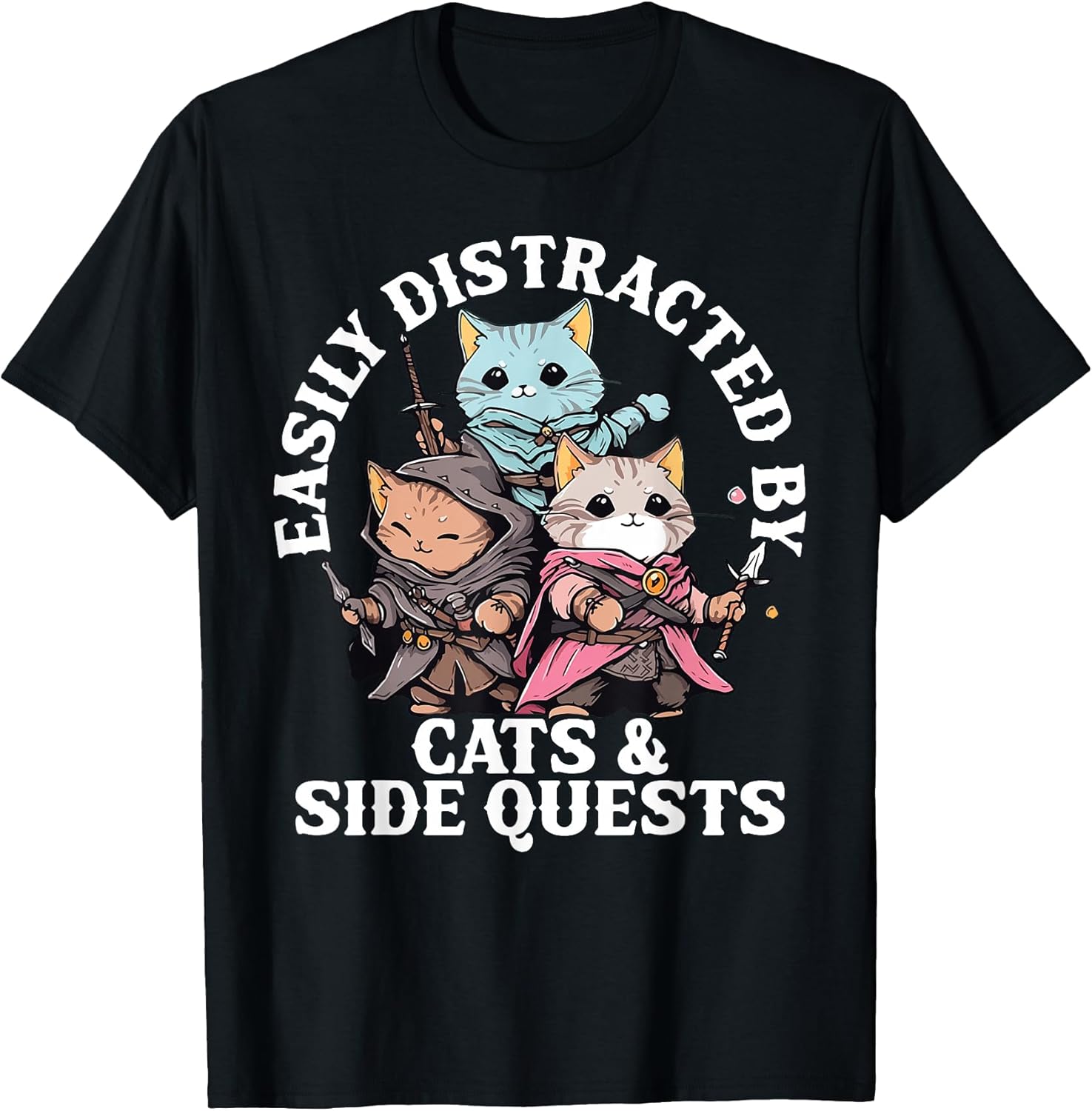 Cats Side Quest Distracted Tabletop Funny Men Women - Adult & Kids T-Shirts, Sweatshirts & Hoodies apparel design preview 1