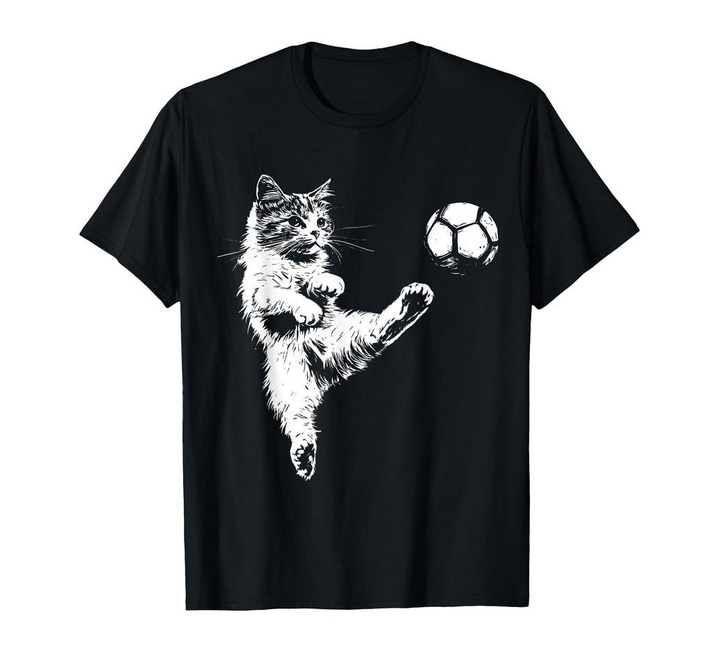 Funny Cat Soccer Ball T-Shirt - Minimalist Print Men Women - T-Shirt, Sweatshirt, Hoodie
